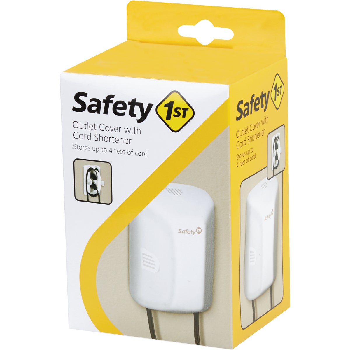 Safety 1st White Plastic Outlet Cover w/Cord Shortener