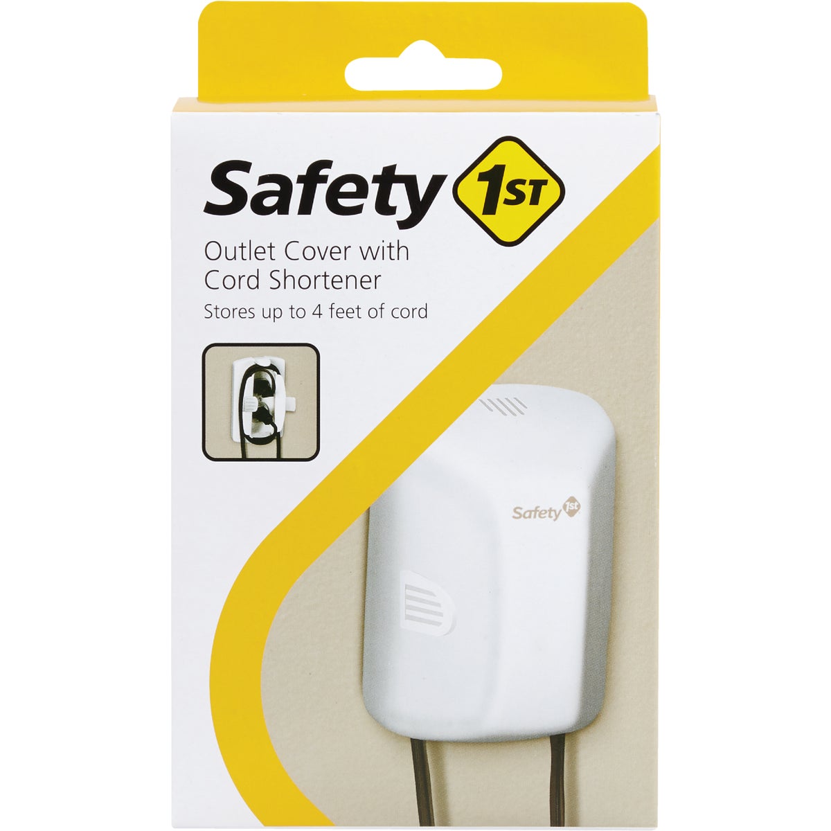 Safety 1st White Plastic Outlet Cover w/Cord Shortener