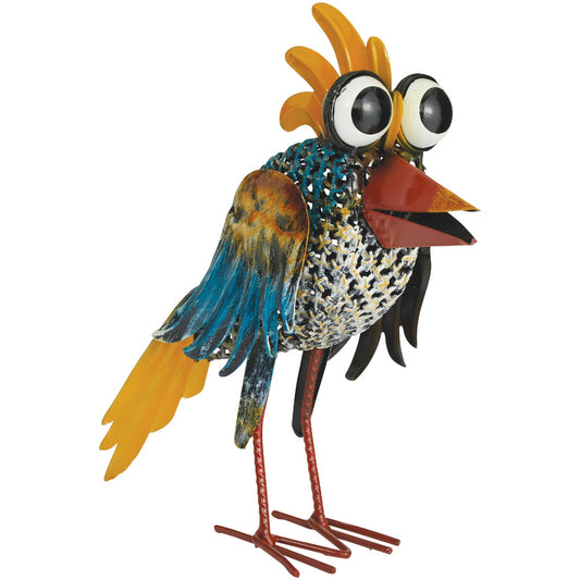 Alpine 11 In. H. Iron Quirky Wide-Eyed Blue Bird Lawn Ornament