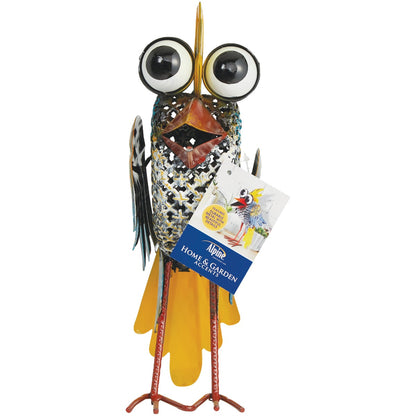 Alpine 11 In. H. Iron Quirky Wide-Eyed Blue Bird Lawn Ornament