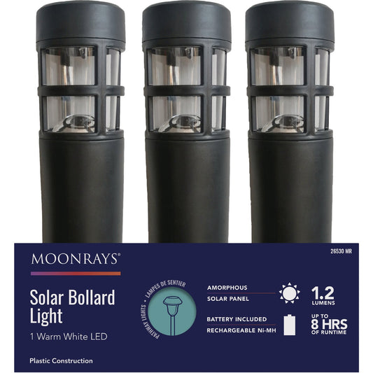 Moonrays Black 1.2 Lm. Plastic Solar Bollard Light