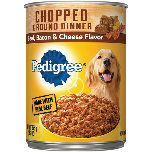 Pedigree Meaty Ground Dinner with Chunky Beef, Bacon and Cheese Wet Dog Food, 13.2 Oz.