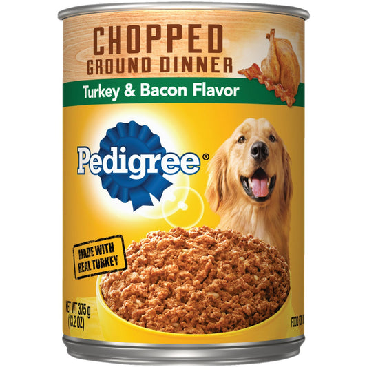 Pedigree Meaty Ground Dinner with Chunky Turkey and Bacon Wet Dog Food, 13.2 Oz.