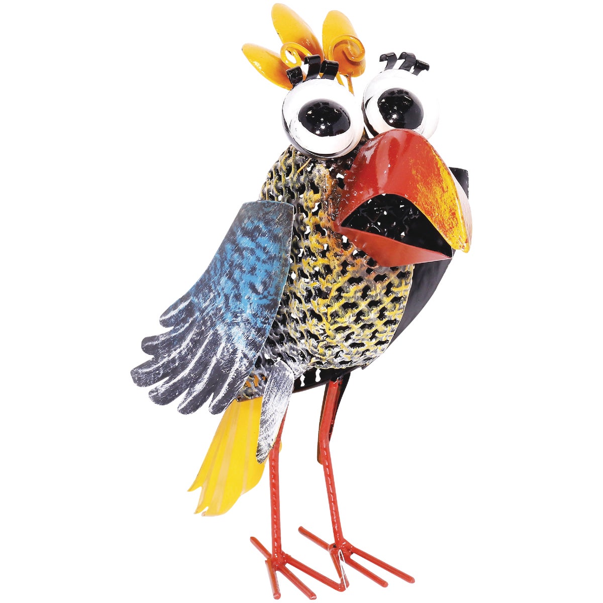 Alpine 12 In. H. Iron Quirky Wide-Eyed Yellow Bird Lawn Ornament