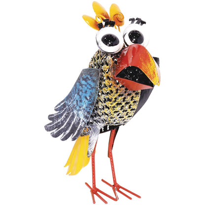 Alpine 12 In. H. Iron Quirky Wide-Eyed Yellow Bird Lawn Ornament