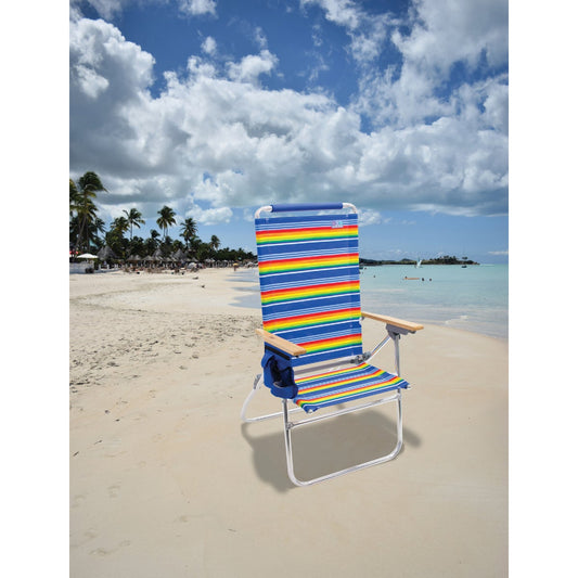 Rio Brands Beach 7-Position Striped Aluminum Folding Beach Chair