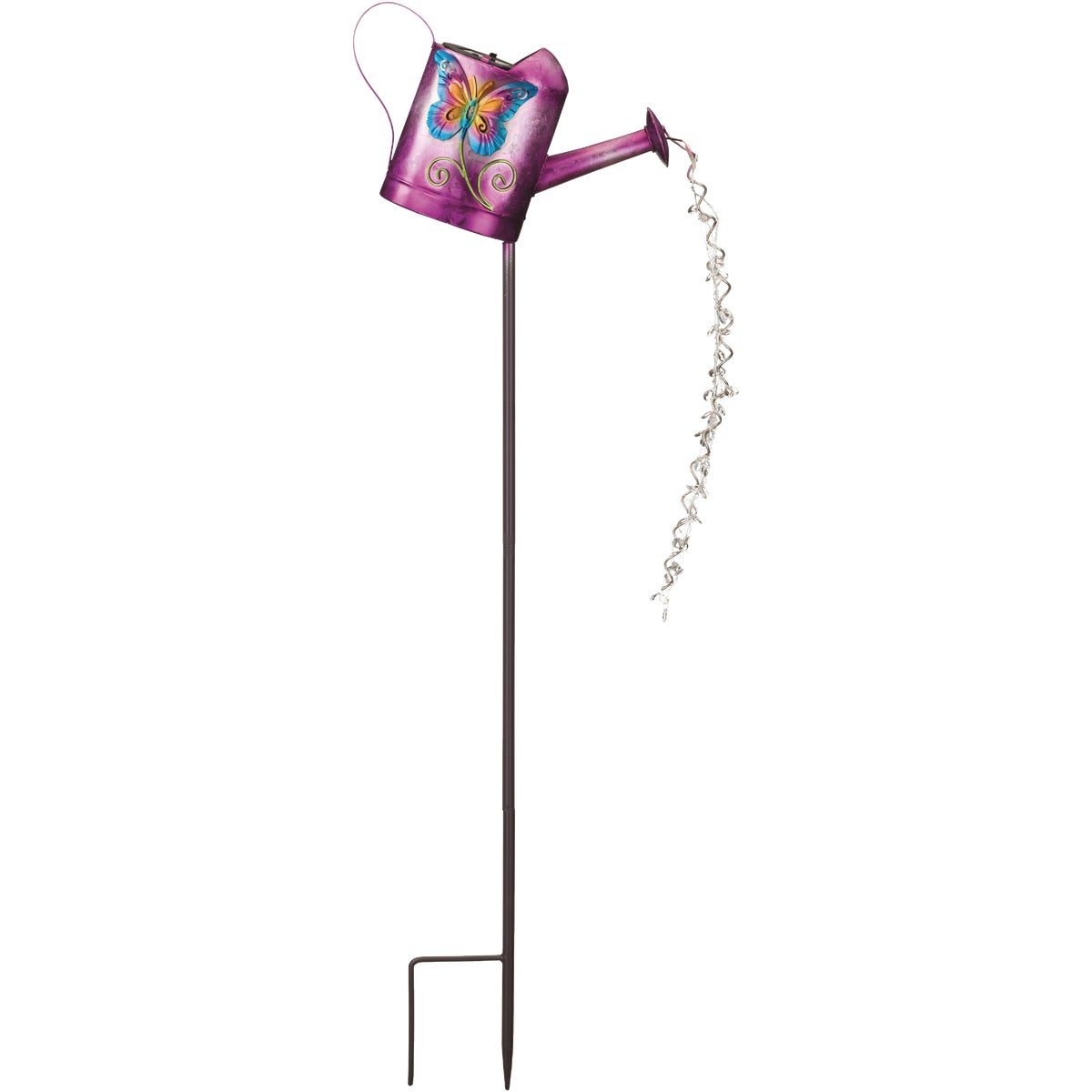 Regal Art & Gift 35 In. Purple Butterfly Watering Can LED Solar Stake Light