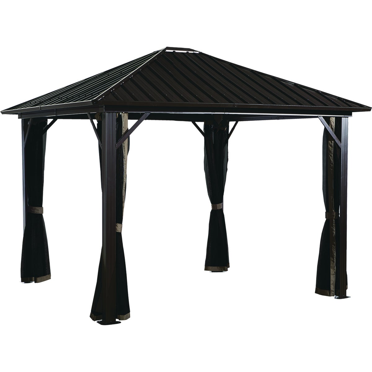 Sojag Genova 10 Ft. x 10 Ft. Brown Powder Coated Aluminum Gazebo with Galvanized Steel Roof