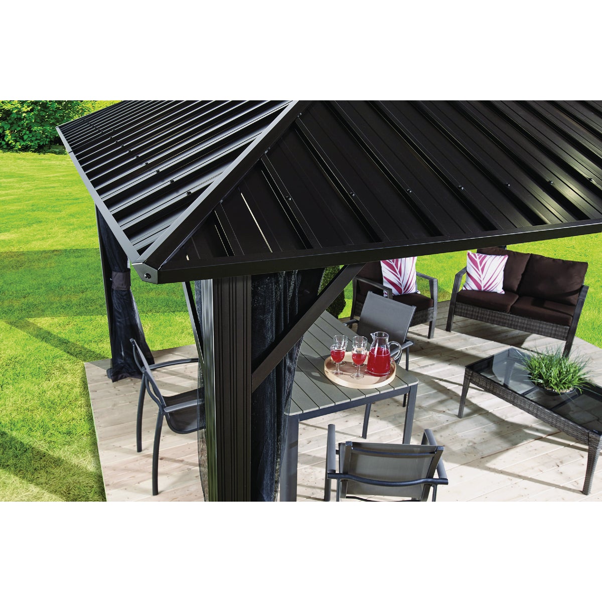 Sojag Genova 10 Ft. x 10 Ft. Brown Powder Coated Aluminum Gazebo with Galvanized Steel Roof