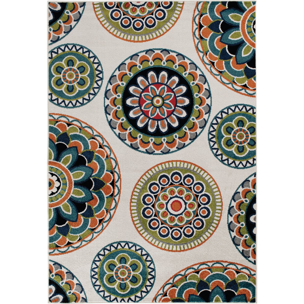 Backyard Bungalow Burnette 6 Ft. 7 In. x 9 Ft. 6 In. Multi-Color Mandalas Plush Outdoor Rug