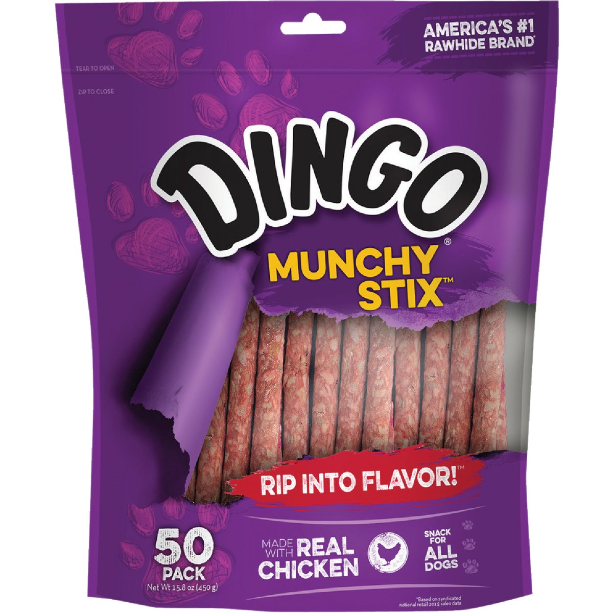 Dingo Munchy Stix Chicken Stick 5 In. Rawhide Chew (50-Pack)
