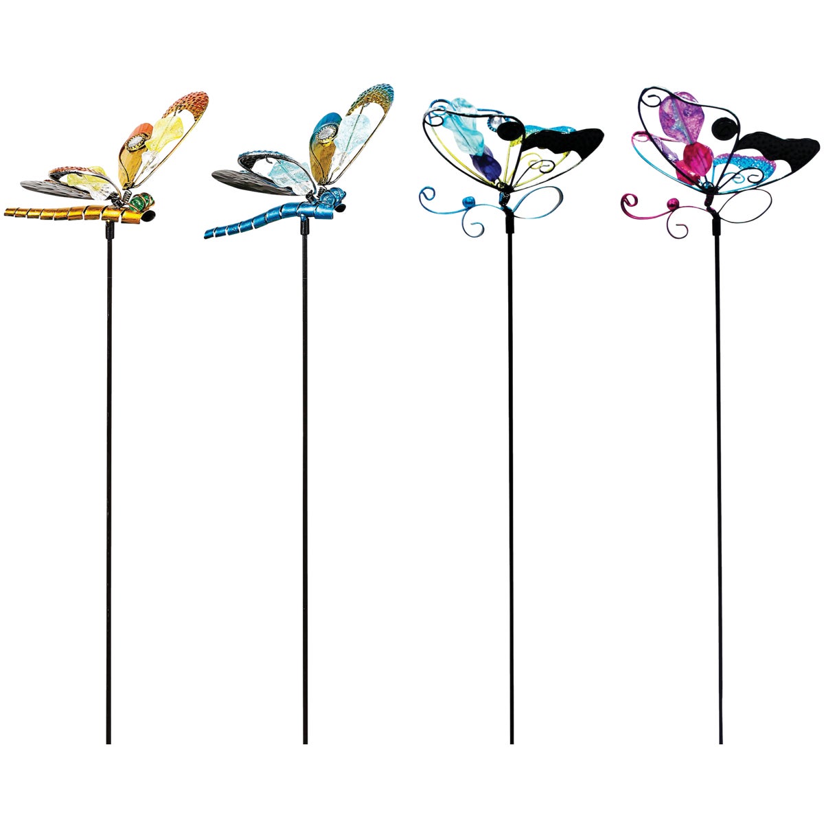 Alpine 36 In. Metal & Glass Assorted Insect Garden Stake Lawn Ornament