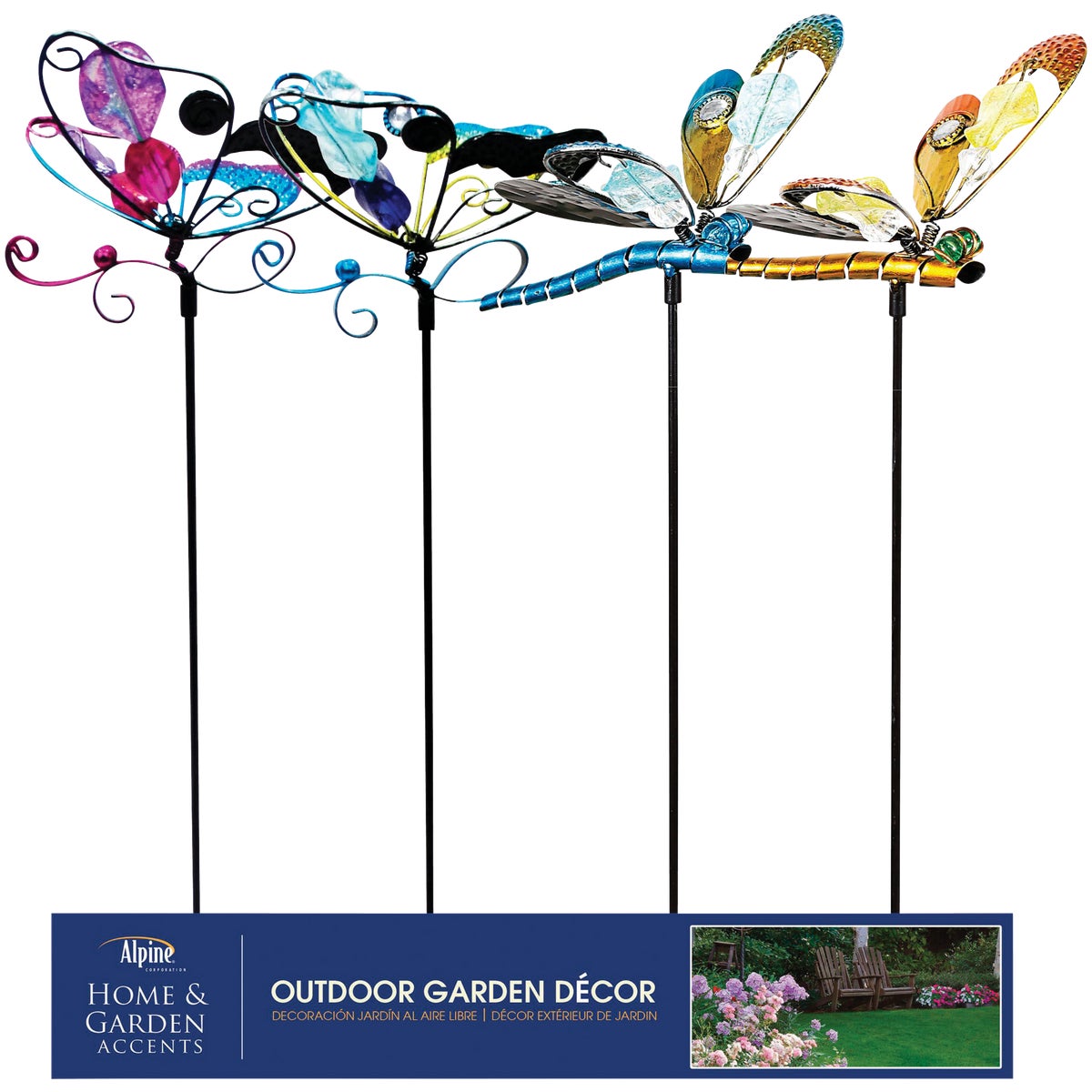 Alpine 36 In. Metal & Glass Assorted Insect Garden Stake Lawn Ornament