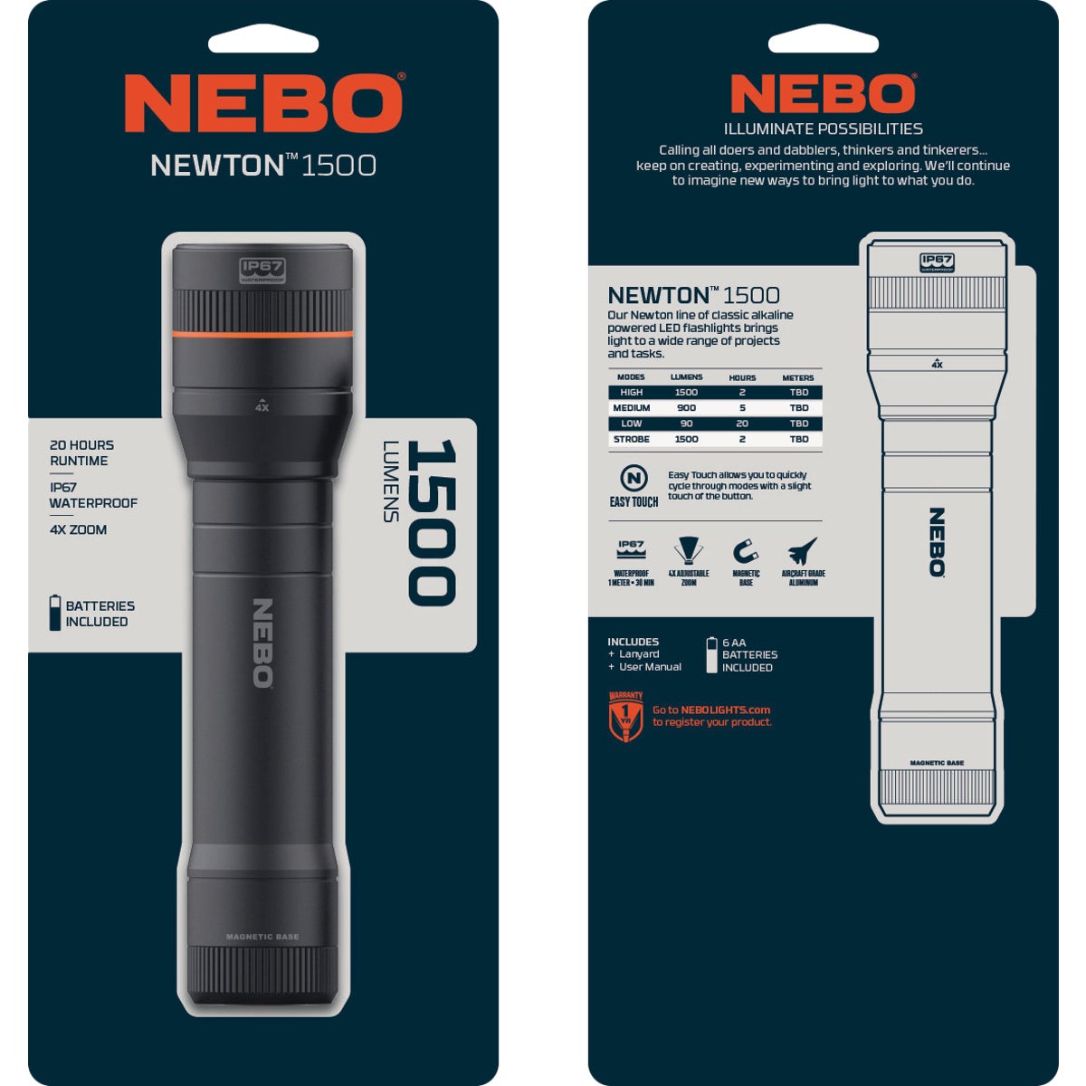 Nebo Newton 1500 Lm. 6AA LED Flashlight