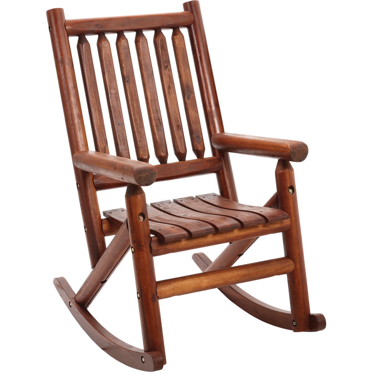 Leigh Country Amber-Log Stained Amber Acacia Wood Single Porch Rocker