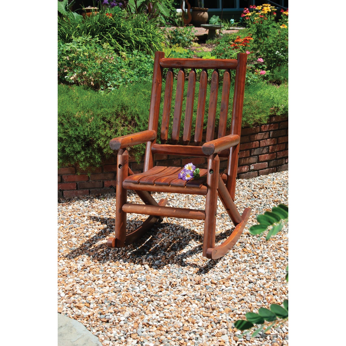 Leigh Country Amber-Log Stained Amber Acacia Wood Single Porch Rocker