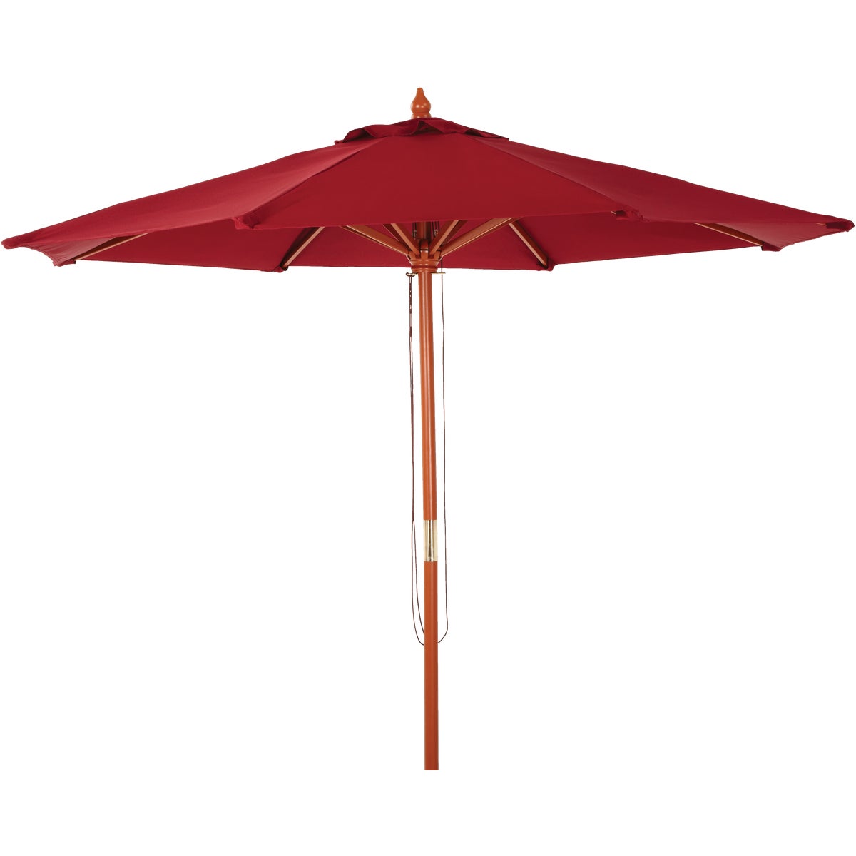Outdoor Expressions 9 Ft. Pulley Burgundy Market Patio Umbrella with Brass Plated Hardware