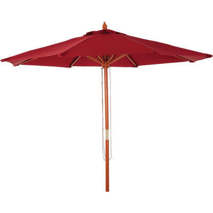 Outdoor Expressions 9 Ft. Pulley Burgundy Market Patio Umbrella with Brass Plated Hardware