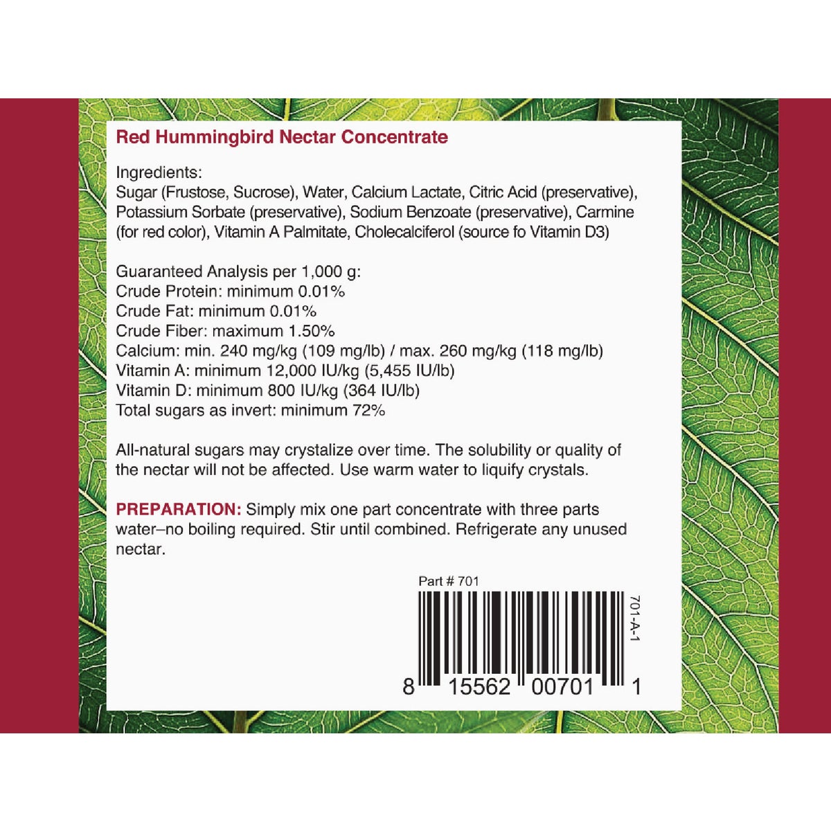 Classic Birds More Birds Bird Health+ 32 Oz. Liquid Concentrate Red Hummingbird Nectar