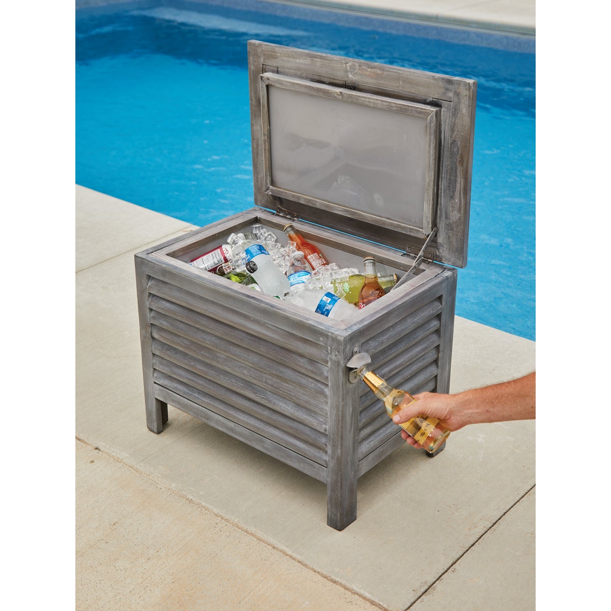 Leigh Country 56 Qt. Acacia Wood Cooler, Gray