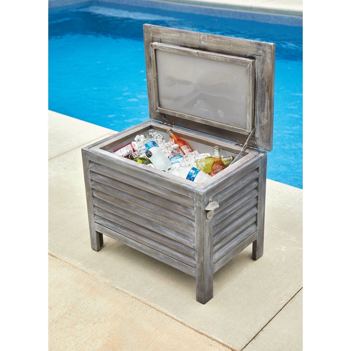 Leigh Country 56 Qt. Acacia Wood Cooler, Gray