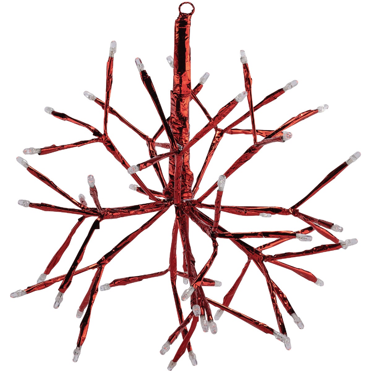 Alpine 10 In. LED 48-Bulb Red Hanging Twig Snowflake Ornament Light Decoration