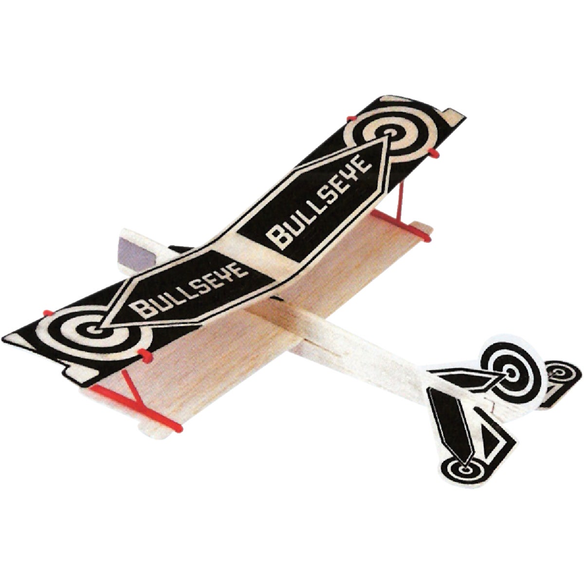 Paul K Guillow Bullseye Biplane 12 In. Balsa Wood Glider Plane