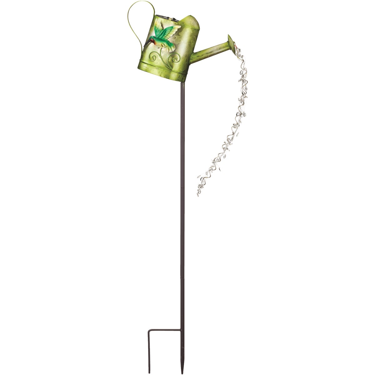 Regal Art & Gift 35 In. Green Hummingbird Watering Can LED Solar Stake Light