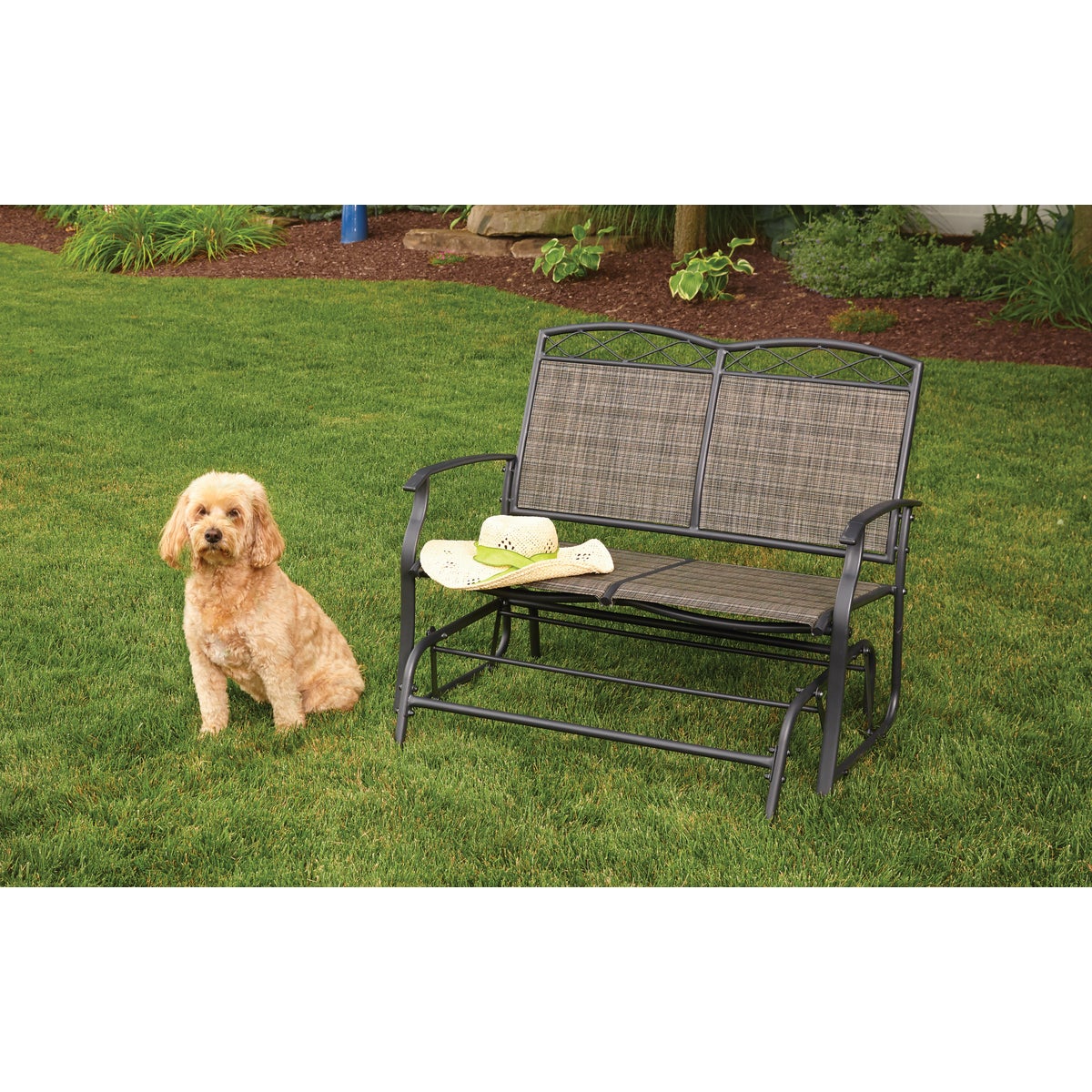 Outdoor Expressions Windsor Collection Black & Gray Steel Double Glider