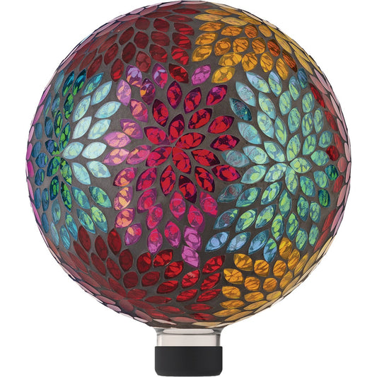 Alpine 10 In. Dia. Colorful Mosaic Leaves Glass Gazing Globe