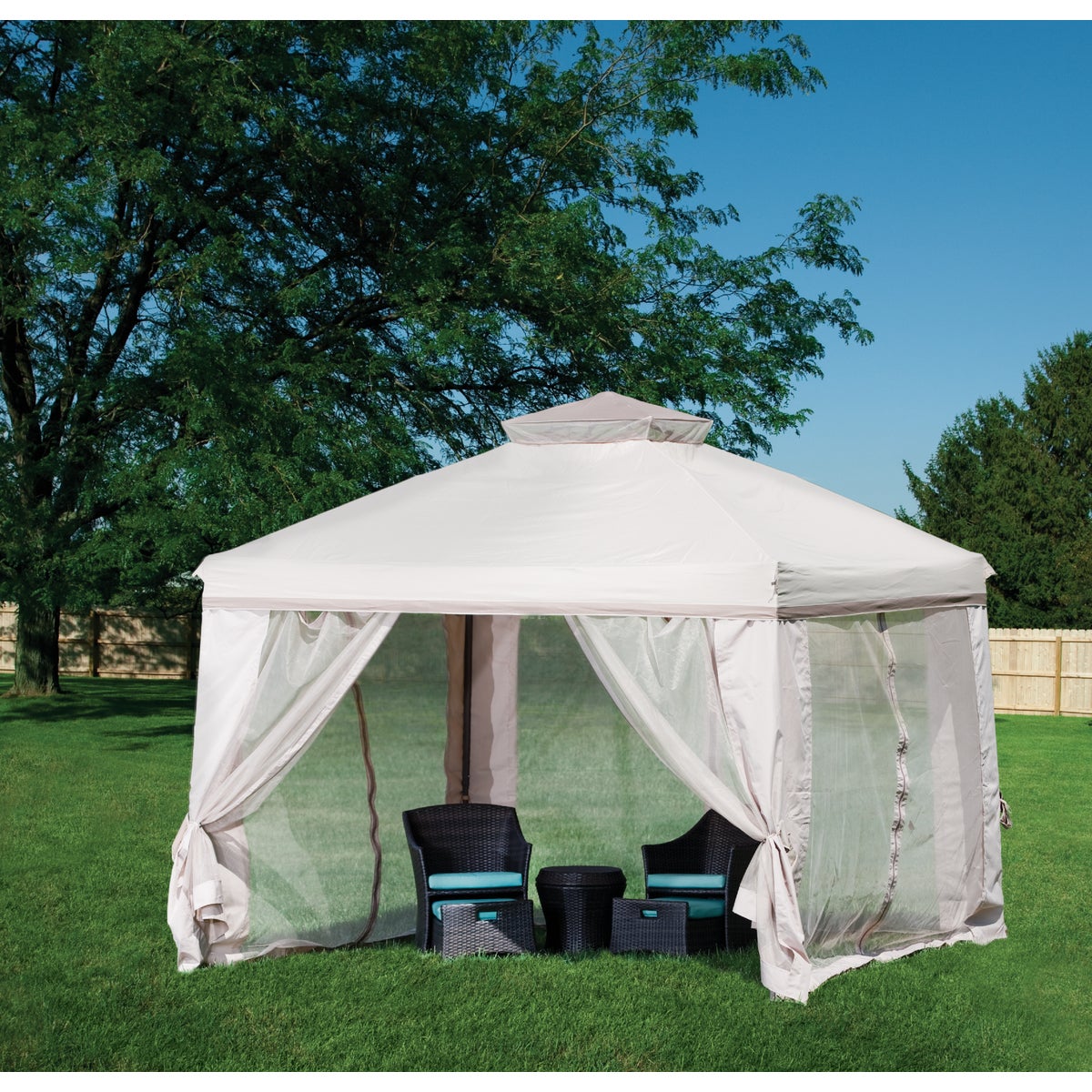 Pacific Casual 10 Ft. x 9 Ft. Brown Aluminum & Steel Pitched Roof Style Gazebo