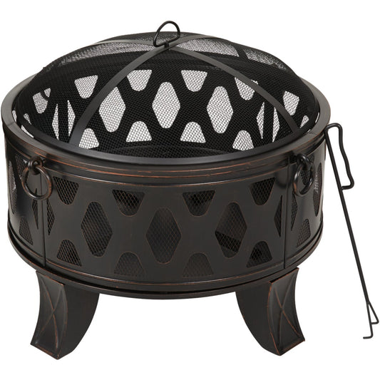 Outdoor Expressions 26 In. Antique Bronze Deep Bowl Steel Firepit