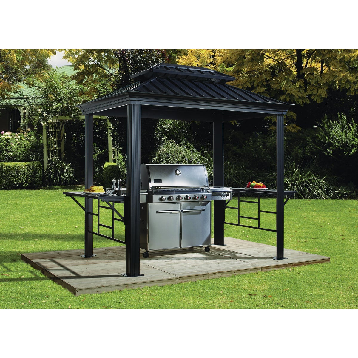 Sojag Messina 6 Ft. x 8 Ft. Dark Gray Powder Coated Aluminum Grill Gazebo