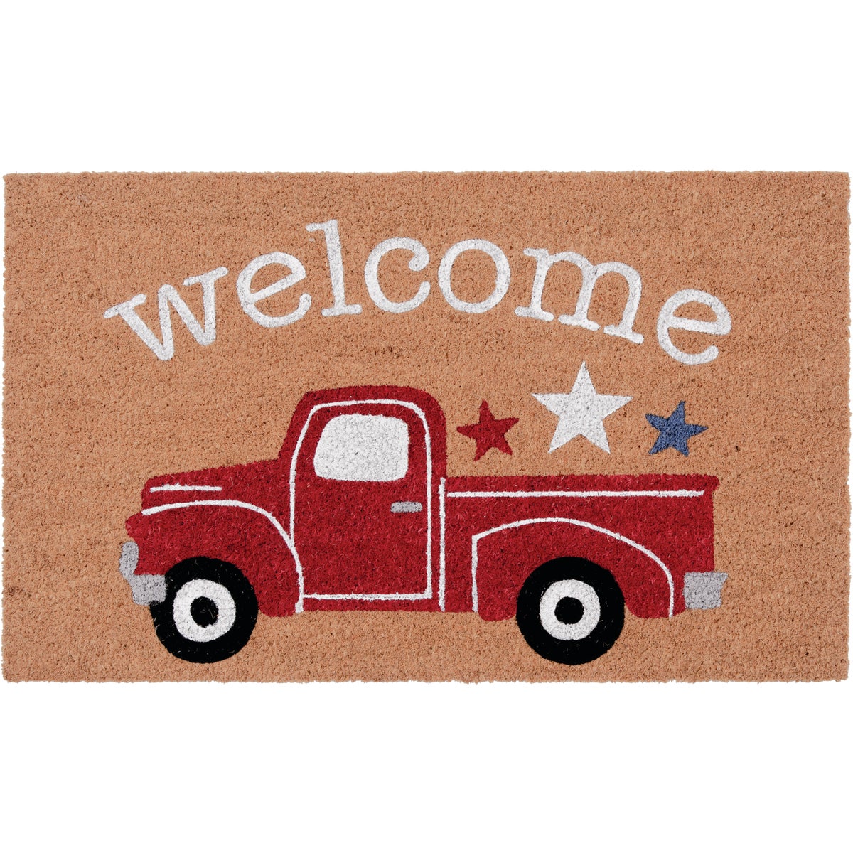Natco Home 18 In. x 30 In. Coir Outdoor Doormat, Welcome Patriotic Truck