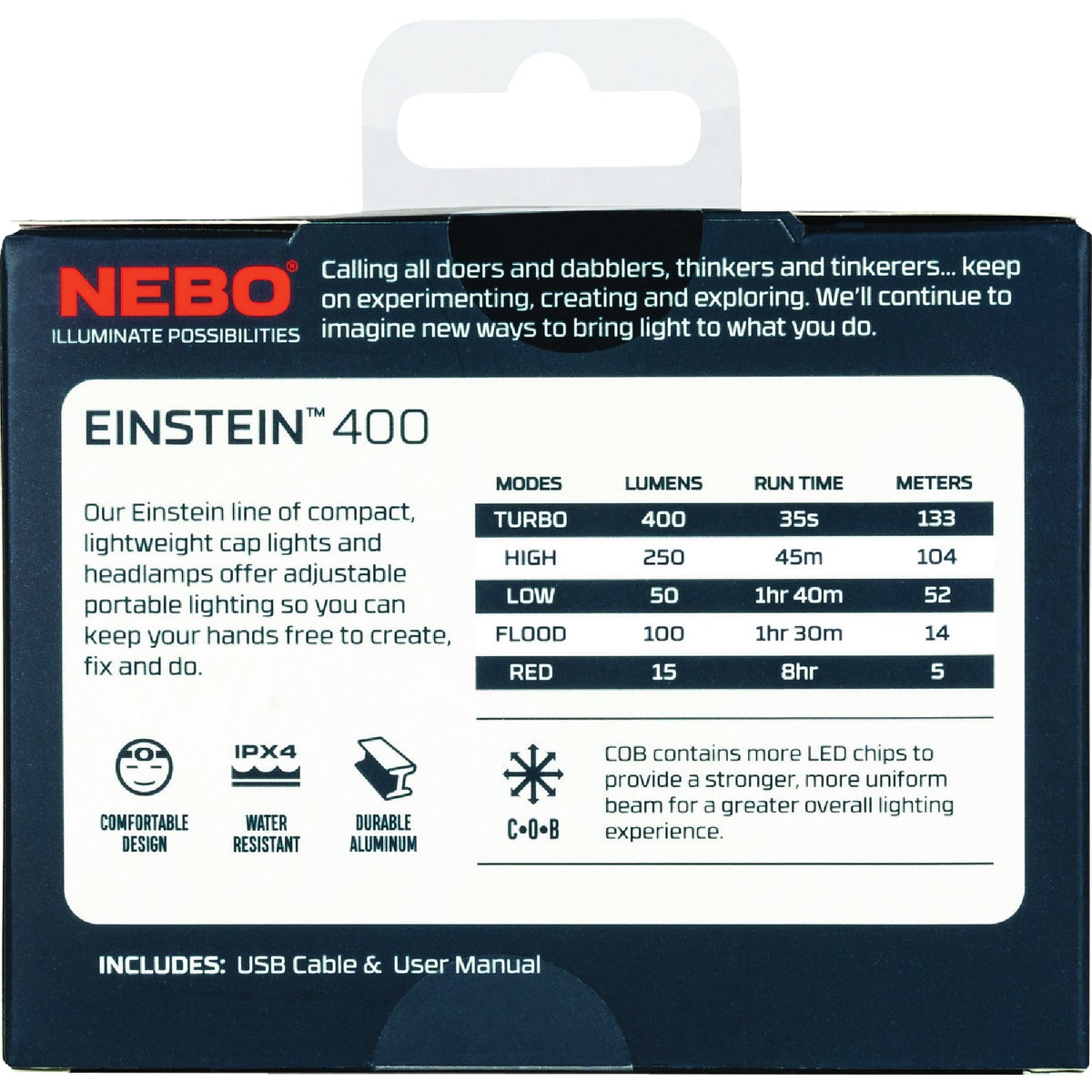 Nebo Einstein 400 Lm. LED Rechargeable Headlamp