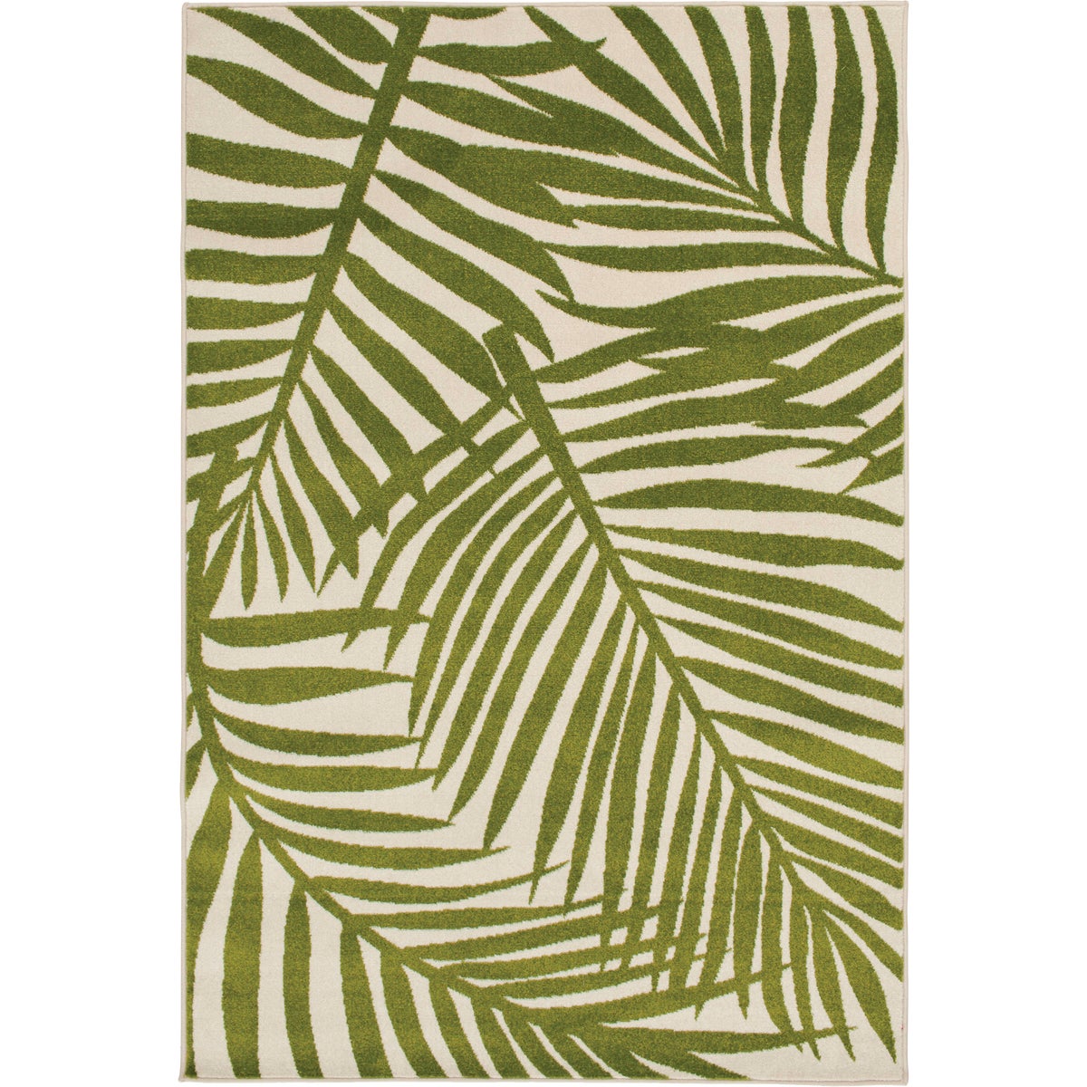 Backyard Bungalow Tropical Oasis 6 Ft. 7 In. x 9 Ft. 6 In. Green Fronds Plush Outdoor Rug