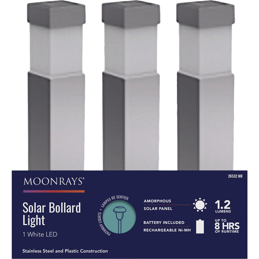 Moonrays Stainless Steel 1.2 Lm. Metal Square Bollard Solar Path Light