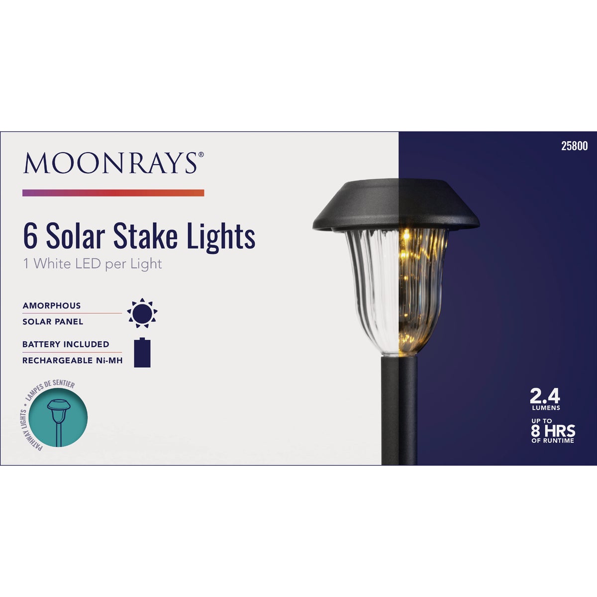 Moonrays Black 2.4 Lm. Plastic Solar Path Light (6-Pack)
