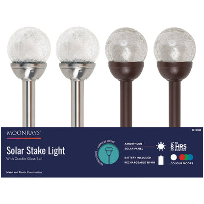 Moonrays 15 In. Crackle Glass Ball Solar Stake Light