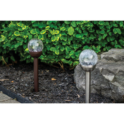 Moonrays 15 In. Crackle Glass Ball Solar Stake Light