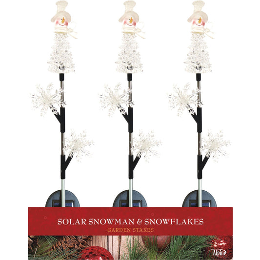 Alpine 34 In. LED Solar Snowman & Snowflake Holiday Garden Stake