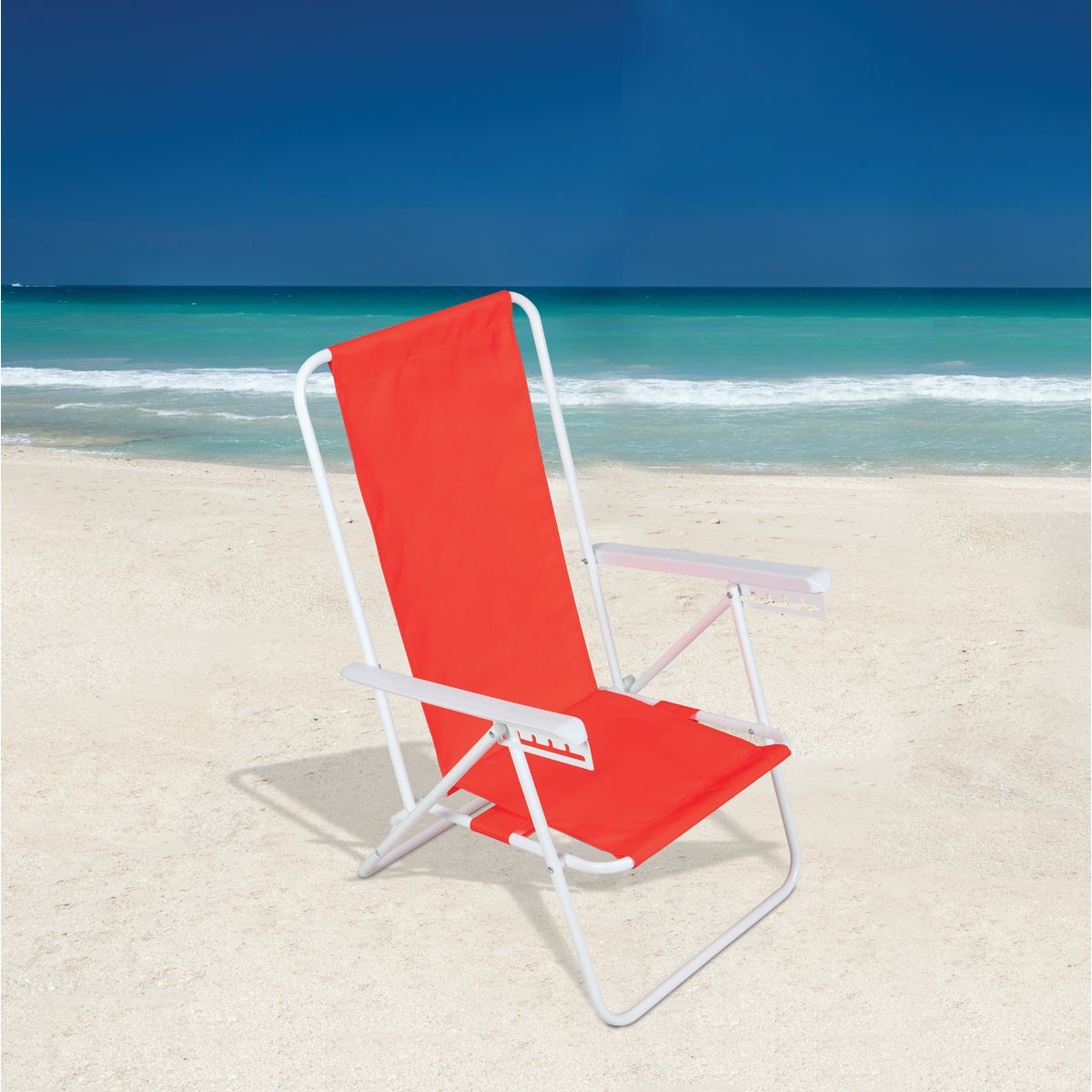 Rio Brands Wave 5-Position Persimmon Red Steel Folding Beach Chair