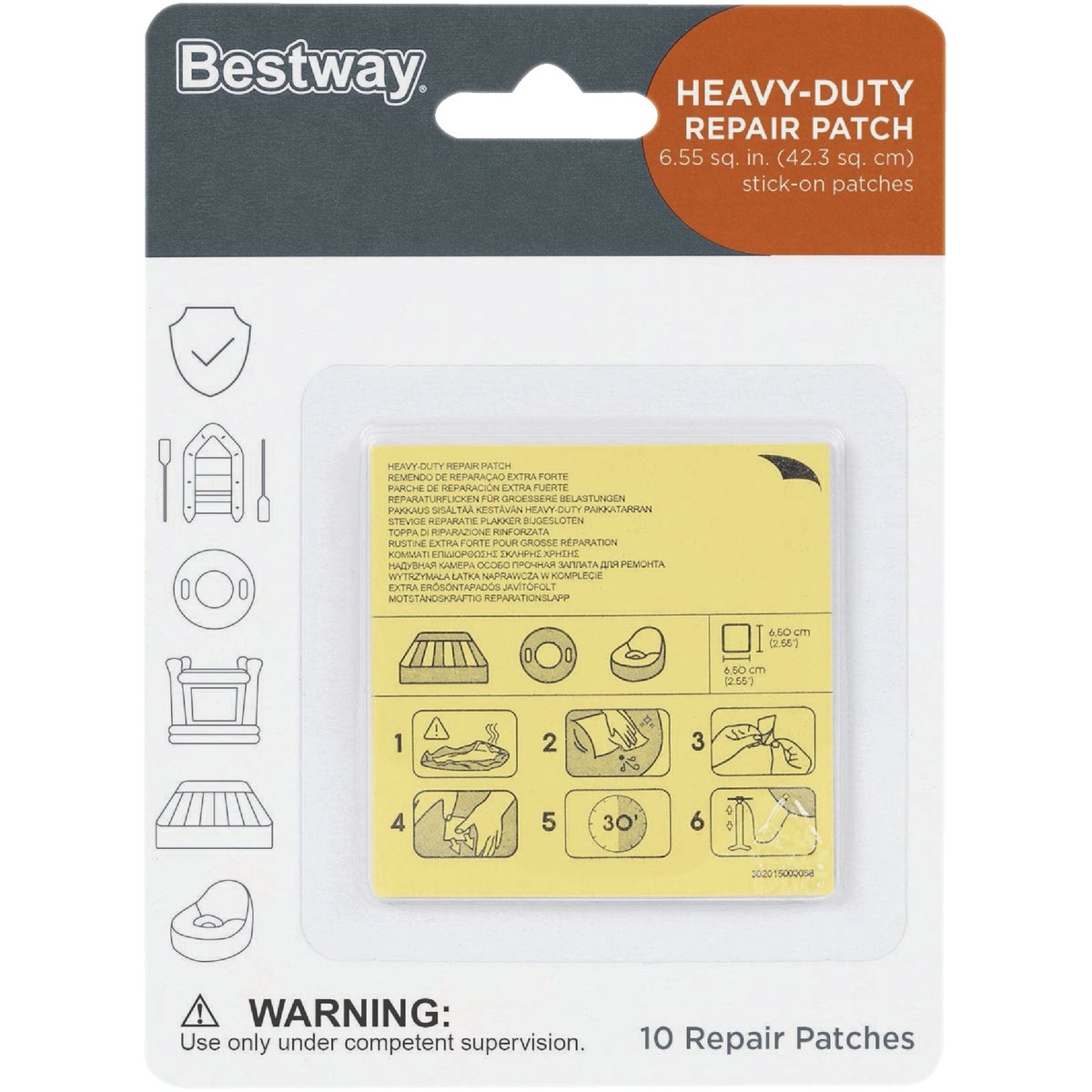 Bestway 2-1/2 In. x 2-1/2 In. Heavy-Duty Repair Patch (10-Pack)