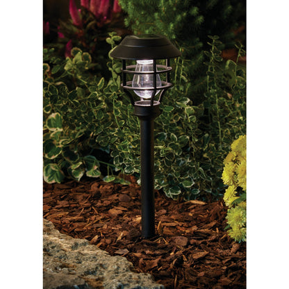 Moonrays Black Black 3.6 Lumens Plastic LED Solar Lantern Path Light