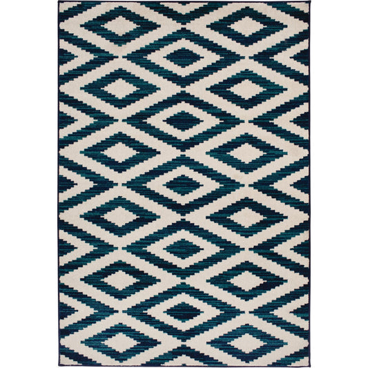 Backyard Bungalow Scalene 6 Ft. 7 In. x 9 Ft. 6 In. Blue Diamond Plush Outdoor Rug