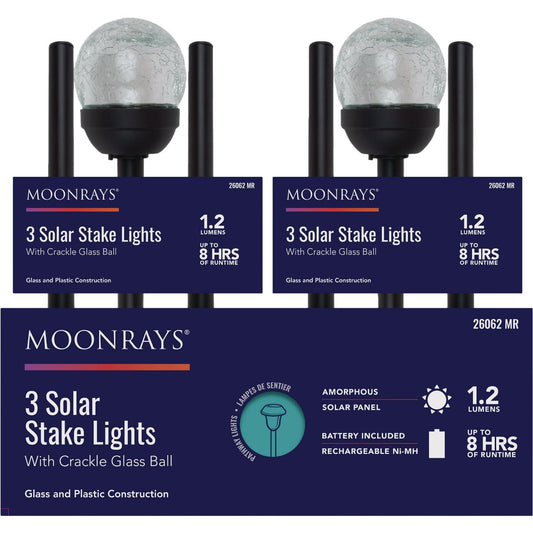 Moonrays Crackle Glass Ball Solar Stake Light (3-Pack)