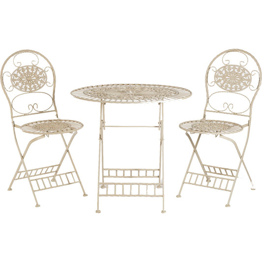 Alpine 3-Piece Vintage Cream Color Metal Bistro Set