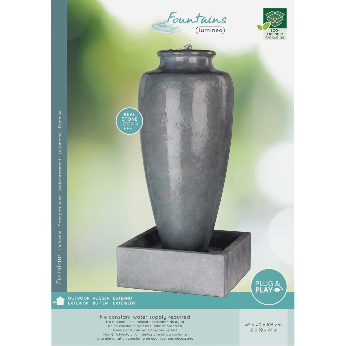 Lumineo Gray GRC Urn Fountain