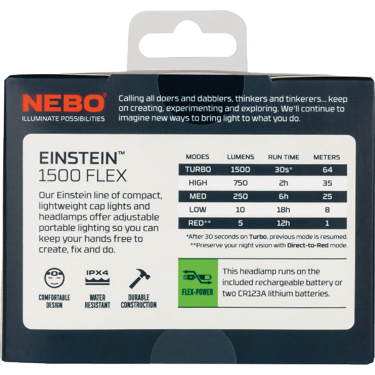 Nebo Einstein Flex 1500 Lm. LED Rechargeable Headlamp