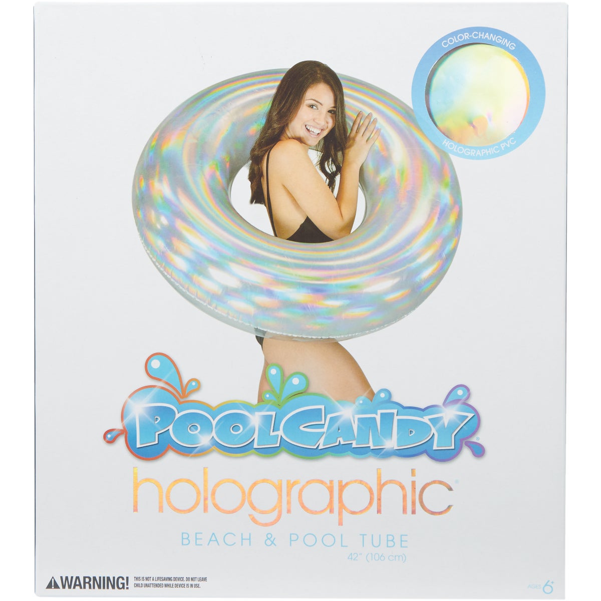 PoolCandy Holographic Ride-On Tube Pool Float